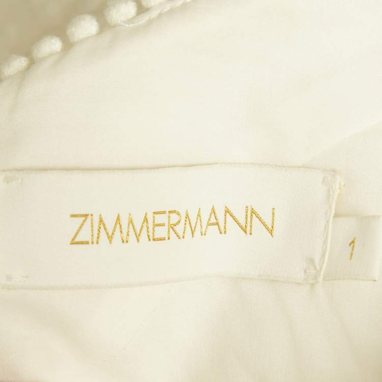 Pre Owned Zimmermann White Linen Blend Super Eight Off-The-Shoulder Mini Dress M