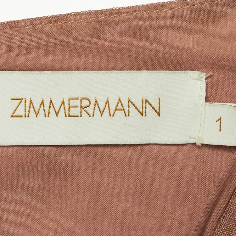 Pre Owned Zimmermann Ballet Pink Burnout Sunray Pleated Midi Dress M