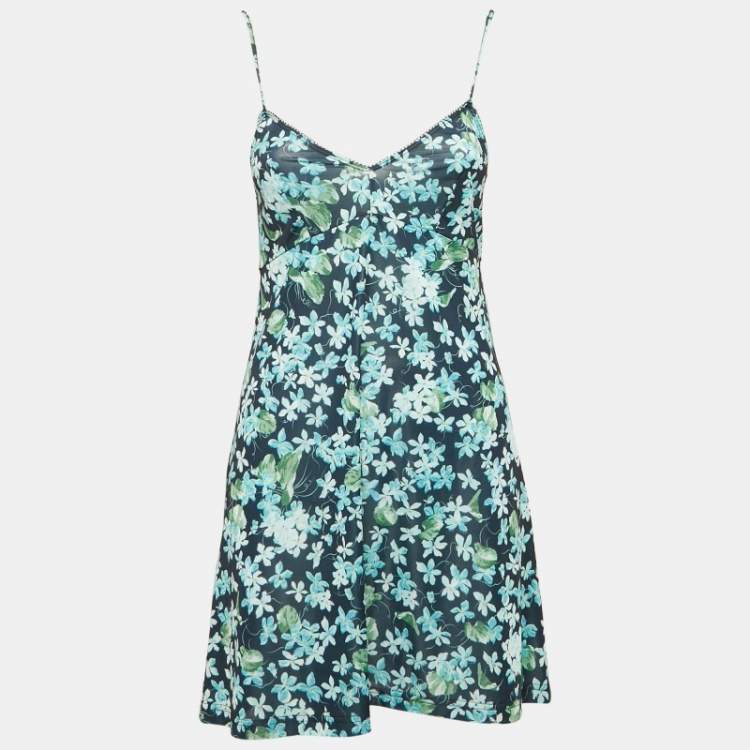Pre Owned Zimmermann Blue Floral Print Crepe Ruffled  Wrap Mini Dress S