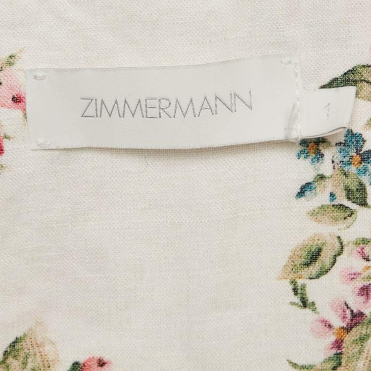 Pre Owned Zimmermann White Floral Print Linen Honour Corset Mini Dress M