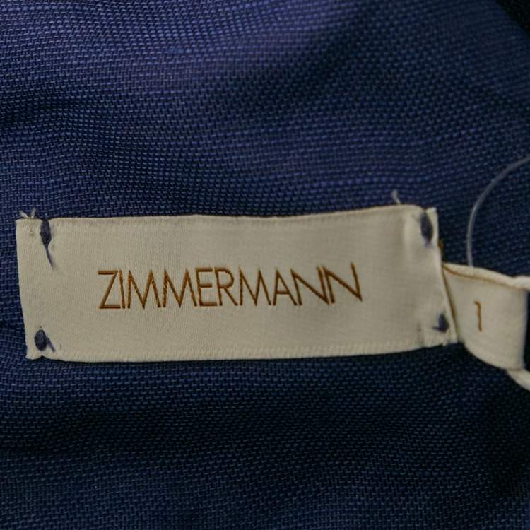 Pre Owned Zimmermann Blue Linen Blend Tama V-Neck Mini Dress XS