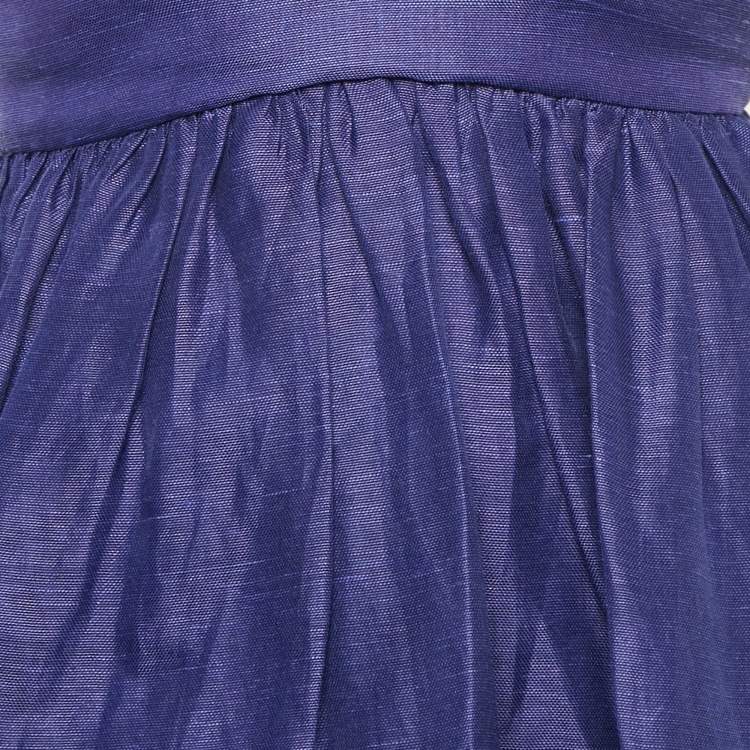 Pre Owned Zimmermann Blue Linen Blend Tama V-Neck Mini Dress XS