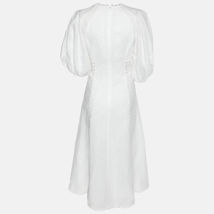 Pre Owned Zimmermann White Linen Maxi Dress M