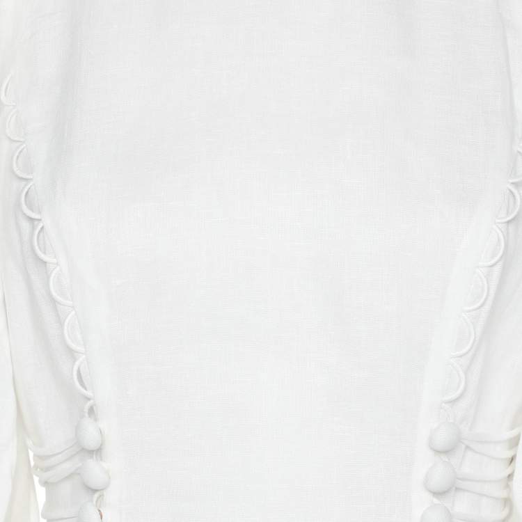 Pre Owned Zimmermann White Linen Maxi Dress M