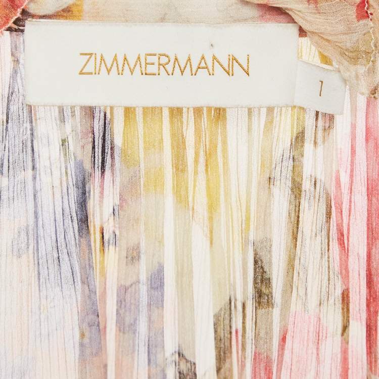 Pre Owned Zimmermann Multicolor Floral Print Silk Belted Wonderland Midi Dress M