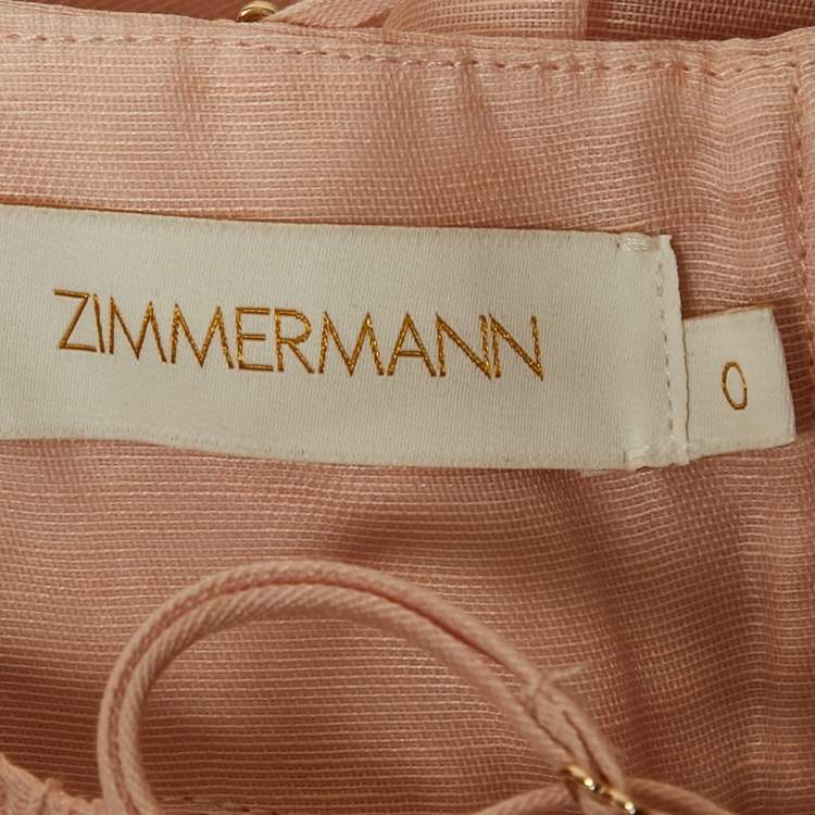 Pre Owned Zimmermann Pink Linen Blend Midi Dress S