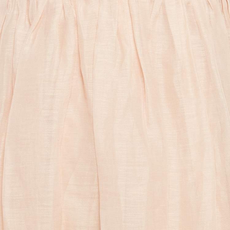 Pre Owned Zimmermann Pink Linen Blend Midi Dress S