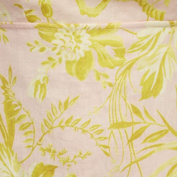 Pre Owned Zimmermann Pink/Yellow Printed Linen Ruffled Cut-Out Mini Dress M