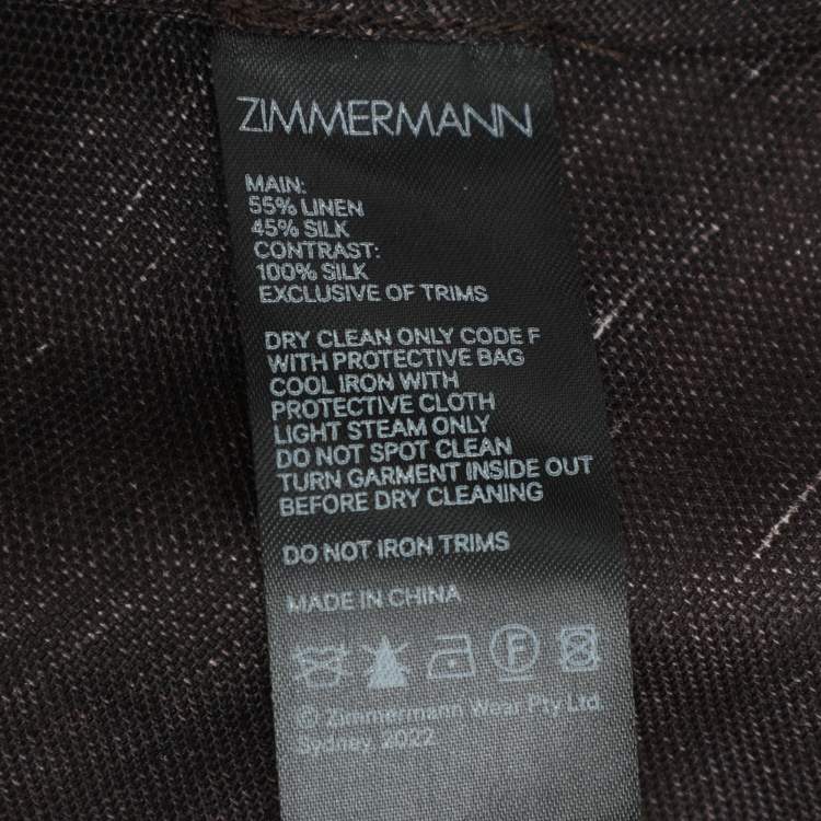 Pre Owned Zimmermann Black Linen Silk Luminosity Liftoff Flower Midi Dress M
