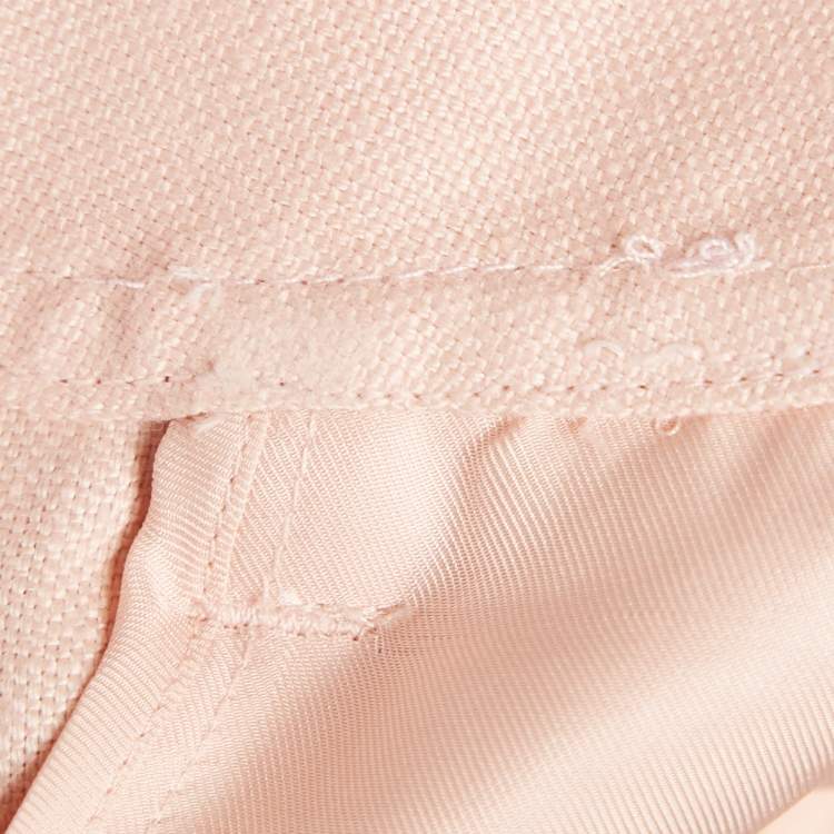 Pre Owned Zimmermann Pink Linen Belted Flared Trousers M