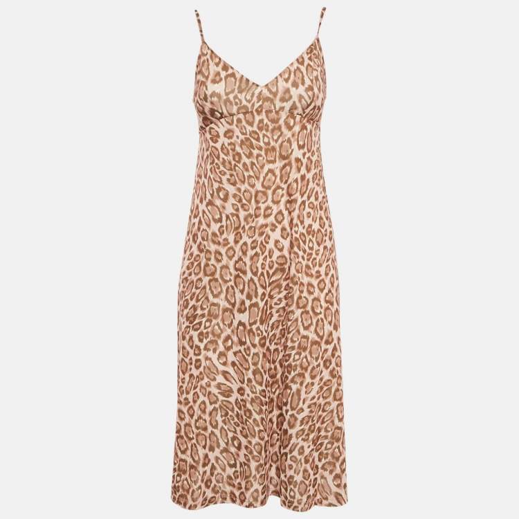 Pre Owned Zimmermann Brown Animal Printed Silk Belted Tempa Midi Dress S
