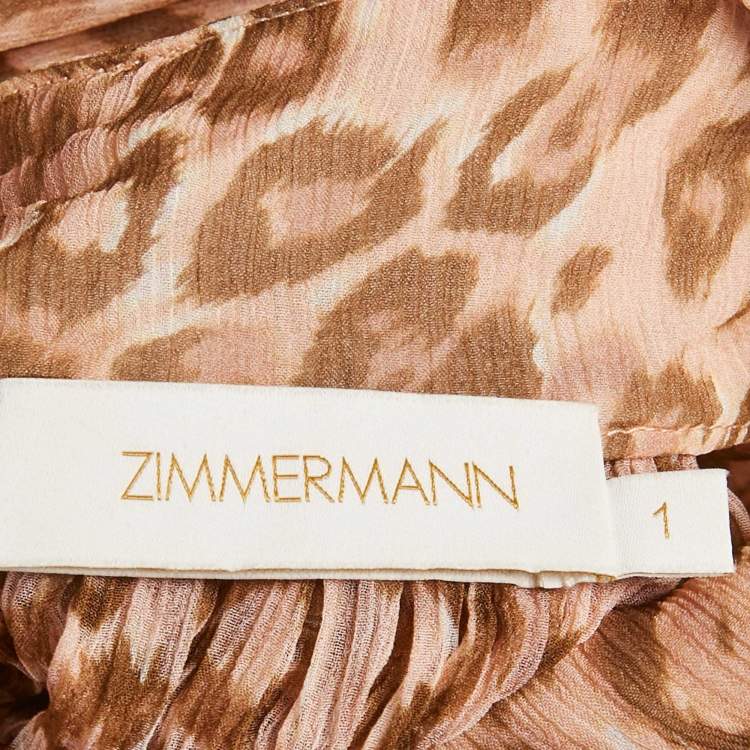 Pre Owned Zimmermann Brown Animal Printed Silk Belted Tempa Midi Dress S