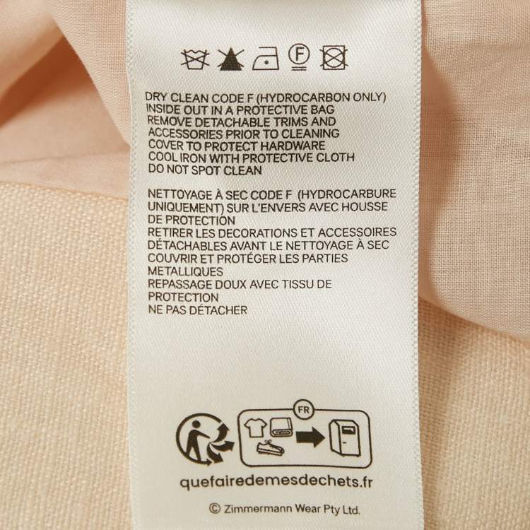 Pre Owned Zimmermann Pink Rose Print Linen Crystal Embellished Midi Dress XS