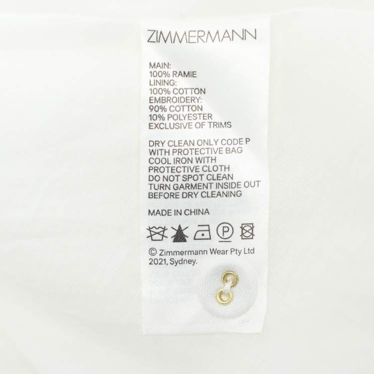 Pre Owned Zimmermann White Ramie Floral Lace Maxi Skirt XS