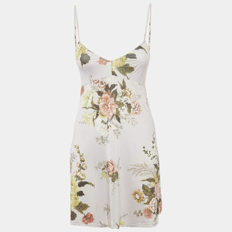 Pre Owned Zimmermann Peach/Pink Floral Print Silk Belted Mini Dress S