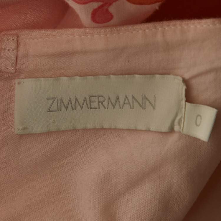 Pre Owned Zimmermann Pink Floral Print Strapless Maxi Dress S