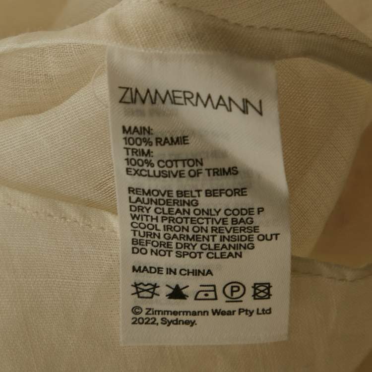 Pre Owned Zimmermann Off-White Floral Print Ramie Tiered Midi Dress L