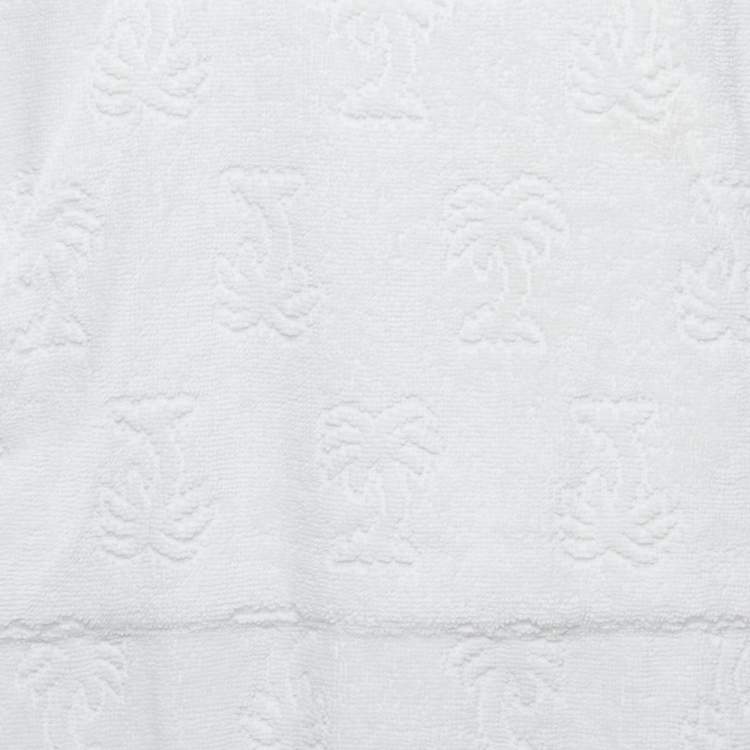 Pre Owned Zimmermann White Palm Tree Terry Cotton Fringed Kaftan Dress M