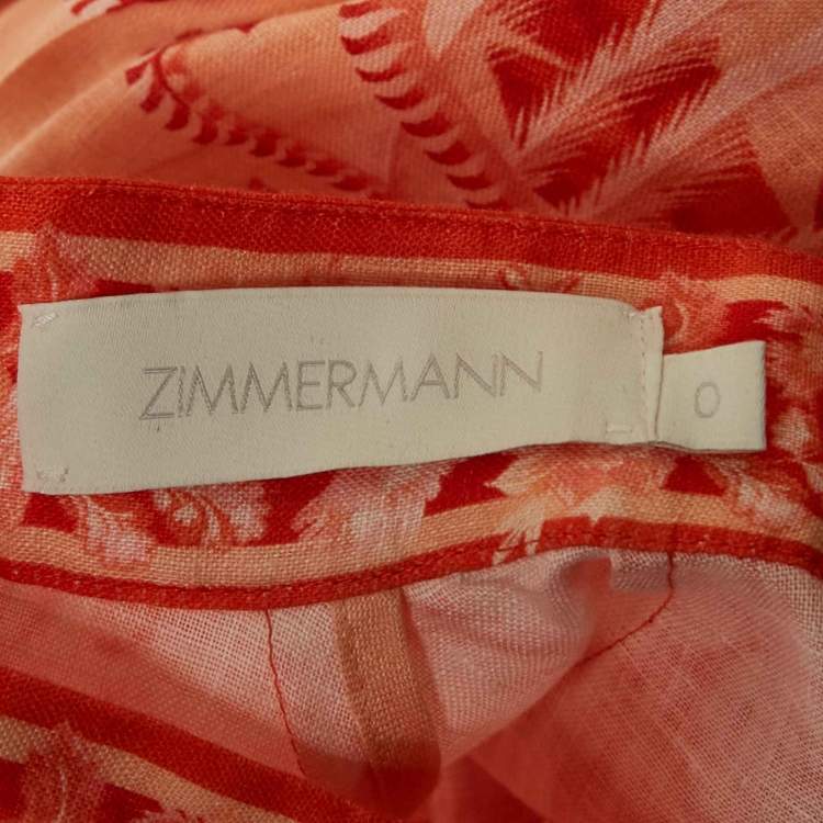 Pre Owned Zimmermann Orange Printed Linen Belted Mini Dress S