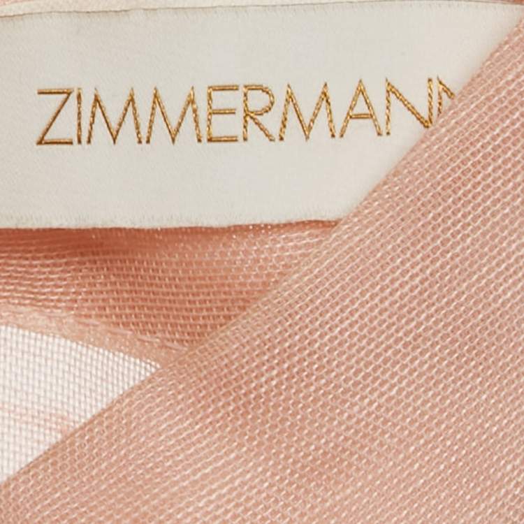 Pre Owned Zimmermann Pink Linen Blend Bow Detail Blouse M
