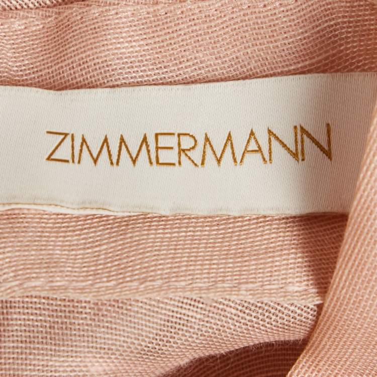 Pre Owned Zimmermann Pink Linen Blend Bow Detail Blouse M