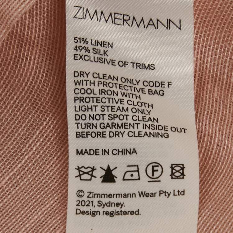 Pre Owned Zimmermann Pink Linen Blend Bow Detail Blouse M