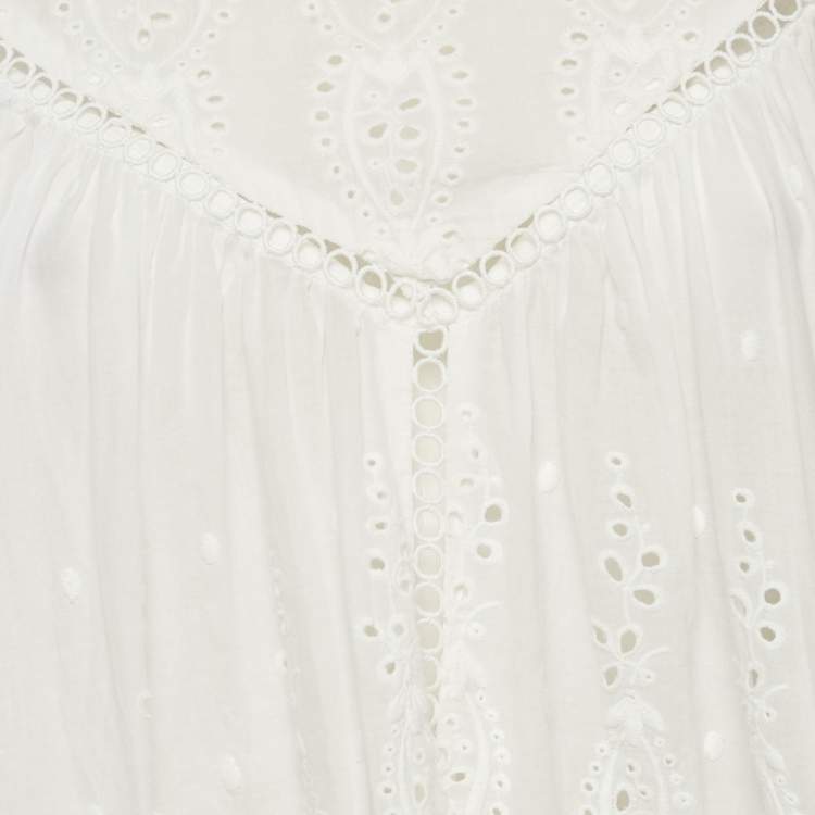 Pre Owned Zimmermann White Cotton Broderie Anglaise A-Line Dress M