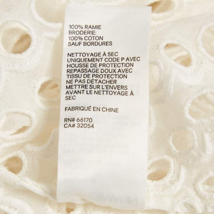 Pre Owned Zimmermann White Broderie Anglaise Cotton Belted Maxi Dress M