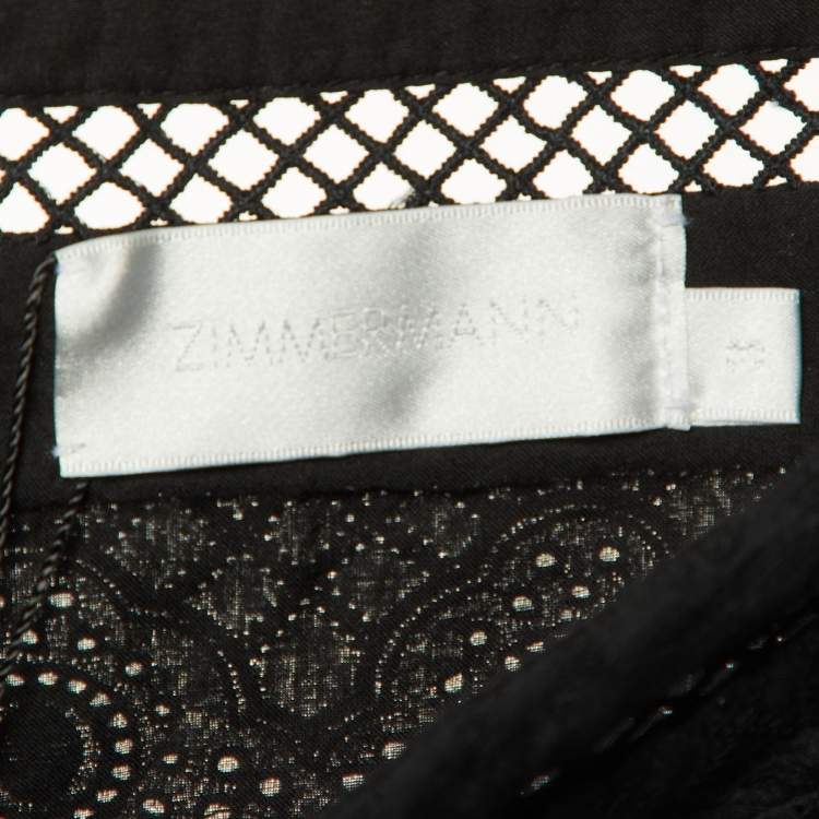 Pre Owned Zimmermann Black Cotton Caravan Flutter Shorts L