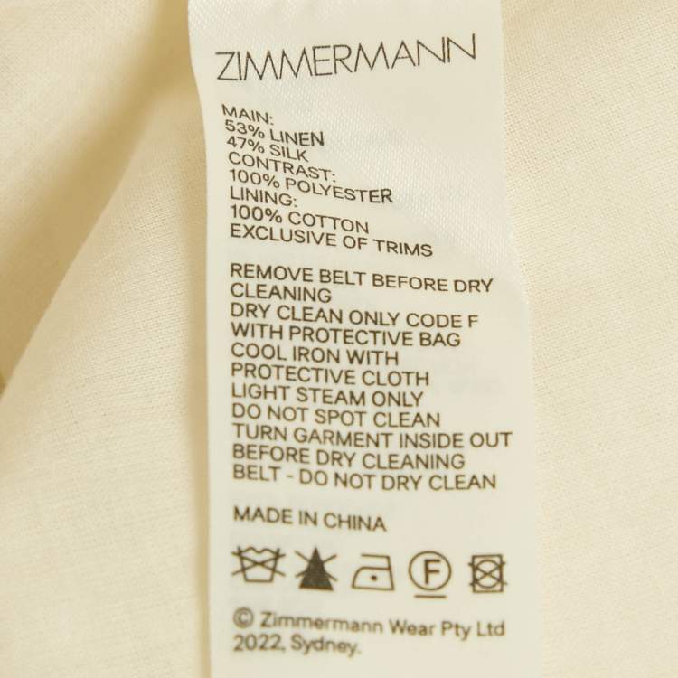 Pre Owned Zimmerman Green Ikat Print Silk Blend High Tied Top & Skirt Set M