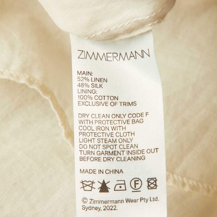 مملوكة مسبقًا Zimmermann Cream Linen & Silk Wonderland Halter Midi Dress S