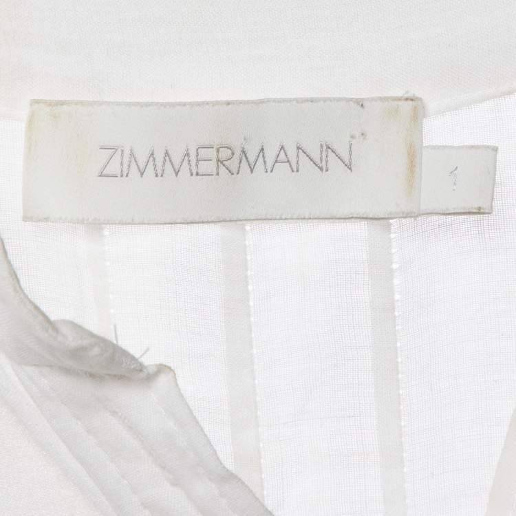 Pre Owned Zimmermann Ivory Embroidered Ramie Midi Dress M
