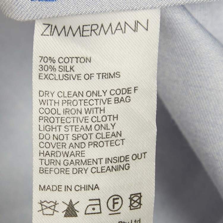 Pre Owned Zimmermann Blue Floral Print Cotton Embellished Shirt M