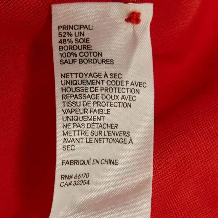 Pre Owned Zimmermann Red Linen and Silk Plunge Neck Lovestruck Garland Mini Dress M