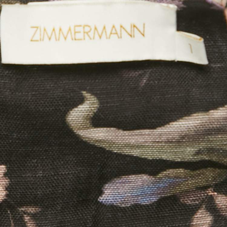Pre Owned Zimmermann Black Floral Print Silk Blend Eden Midi Dress M