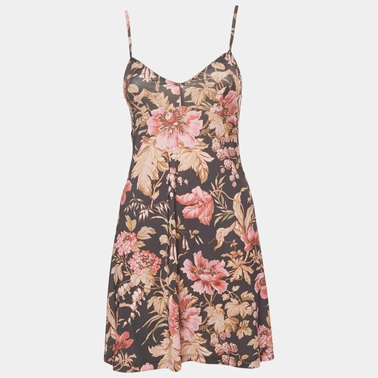مملوكة مسبقًا Zimmermann Blue Floral Print Silk Lucky Tiered Frill Mini Dress M
