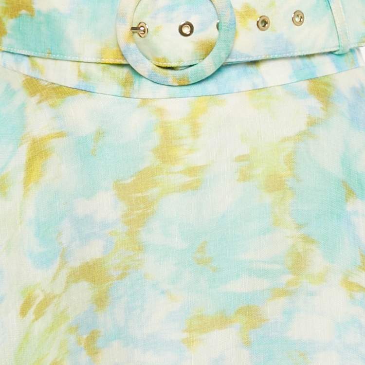 Pre Owned Zimmermann Multicolor Printed Linen and Silk Belted Maxi Skirt M