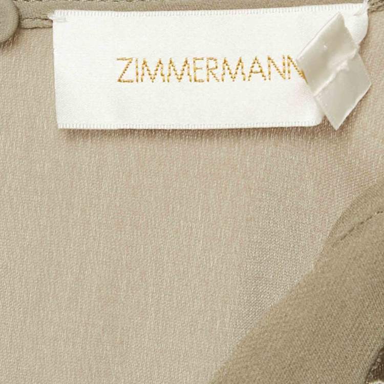 Pre Owned Zimmermann Olive Green Crepe Cutout Detail Long Sleeve Playsuit M