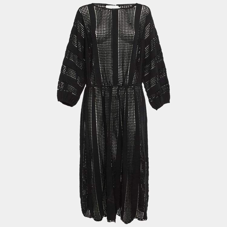 Pre Owned Zimmermann Black Patterned Knit Maxi Dress M