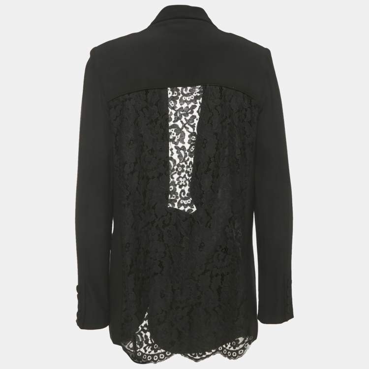 Pre Owned Zimmermann Black Crepe and Lace Asymmetric Blazer M