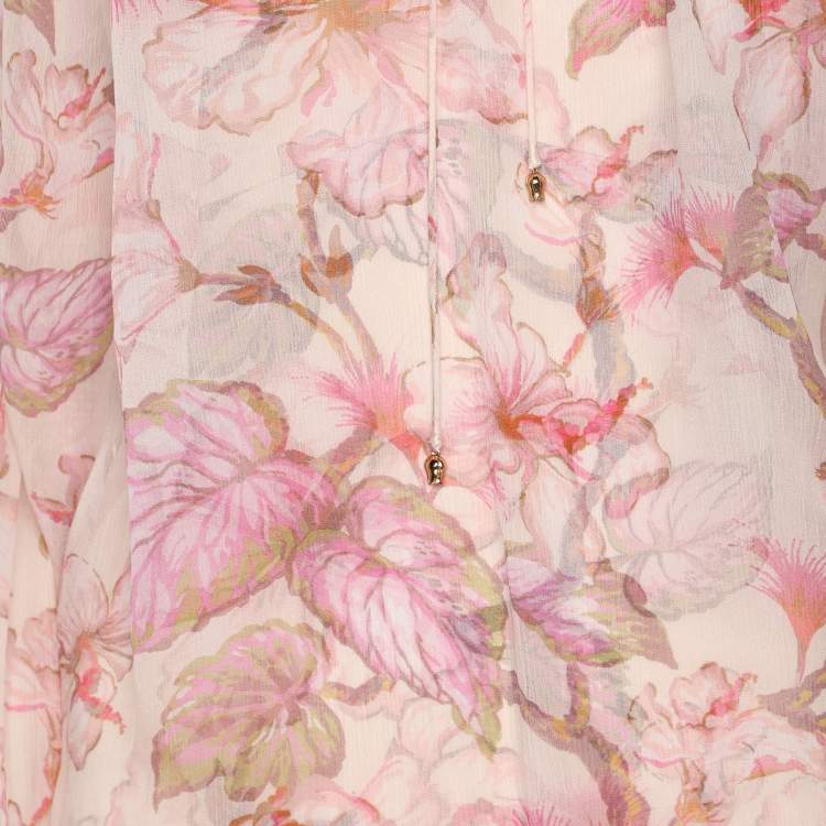 Pre Owned Zimmermann Multicolor Floral Print Chiffon Blouse XS