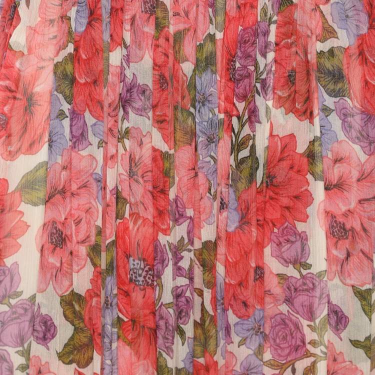 Pre Owned Zimmermann Multicolor Floral Print Silk Ruffled Detail Dress M