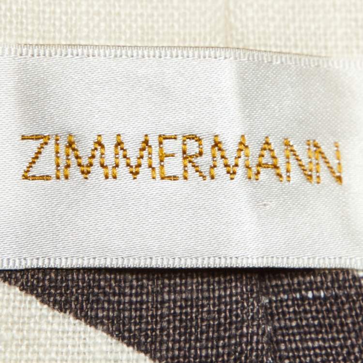 Pre Owned Zimmermann Beige/Black Printed Linen Trousers S