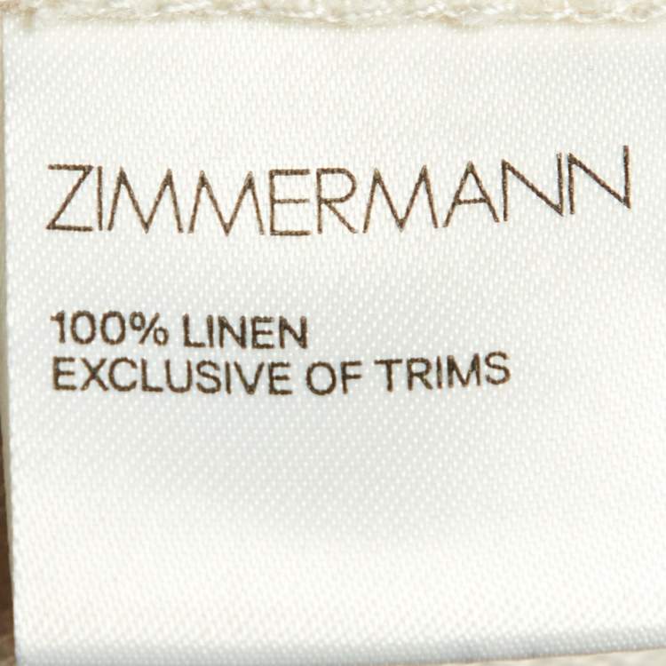 Pre Owned Zimmermann Beige/Black Printed Linen Trousers S