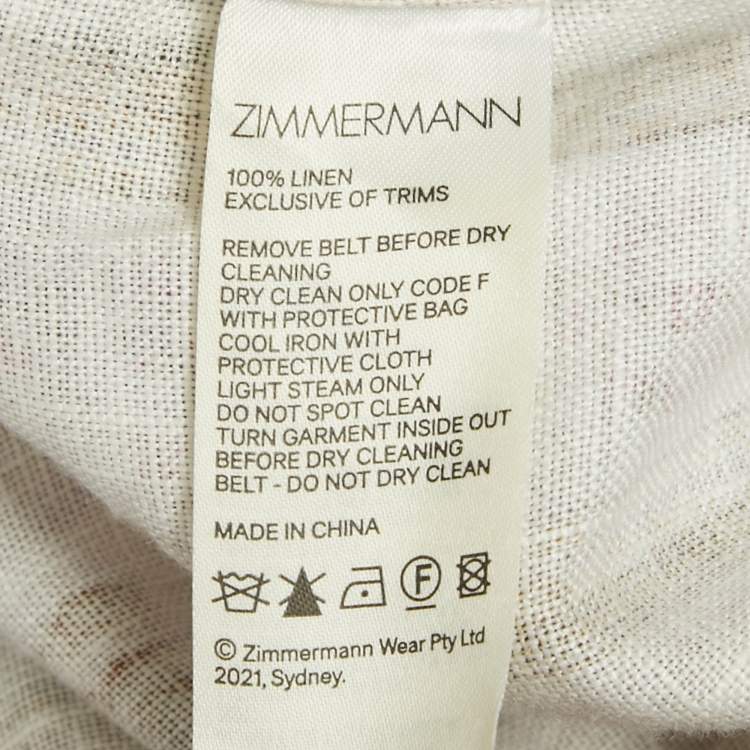 مملوكة مسبقًا Zimmermann Multicolor Linen Floral Print High Neck Mini Dress M