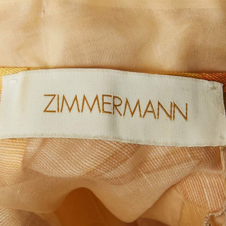 Pre Owned Zimmermann Orange Embellished Tempo Rouleau Trim Linen Blend Mini Dress M