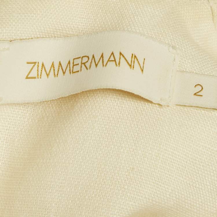 Pre Owned Zimmermann Off-White Floral Print Linen Hummingbird Mini Dress M