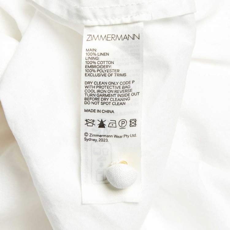 Pre Owned Zimmermann White Linen August Plunge Mini Dress M