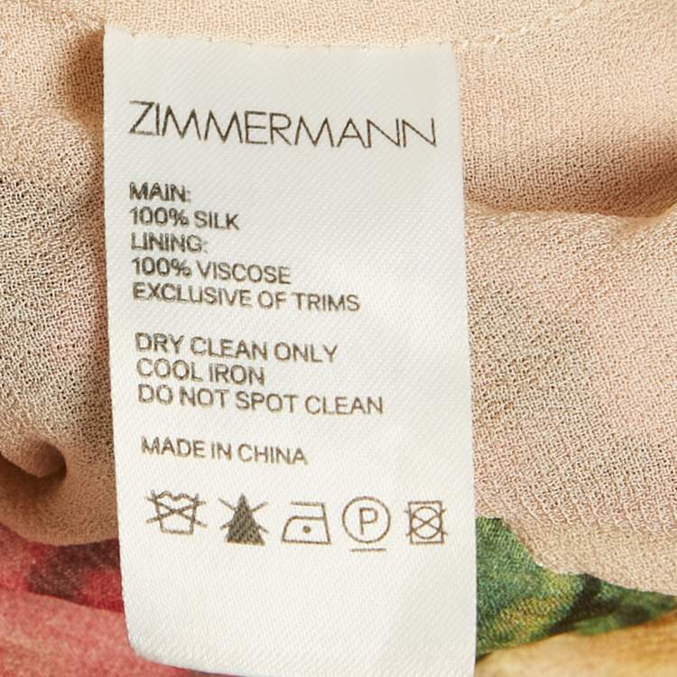 مملوكة مسبقًا Zimmermann Multicolor Printed Silk Ruffled Wrap On Crop Top M