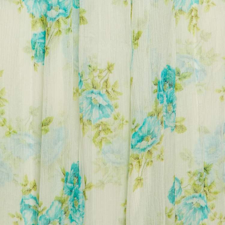 Pre Owned Zimmermann White Floral Printed Smocked Maxi Dress S